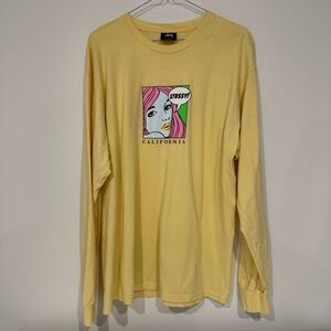 Stussy California Long Sleeve Pop Art Long Sleeve T-shirt L Pastel Yellow
